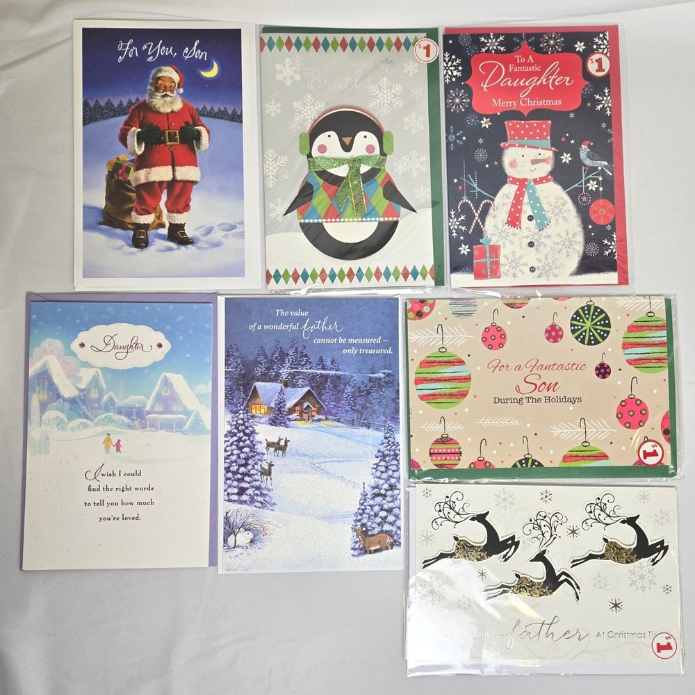 Lot of 7‎ Christmas Cards & Envelopes, Unused